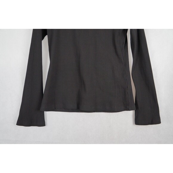 NWT! Modcloth Top Womens M Black Ribbed Long Flare Sleeve Stretch Closet Staple - Picture 4 of 10